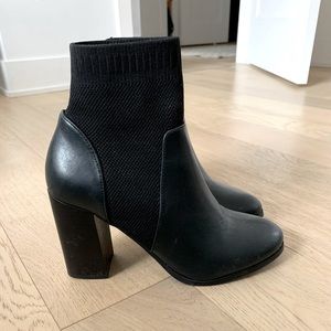 Faux-leather round toe sock booties SIZE 8
